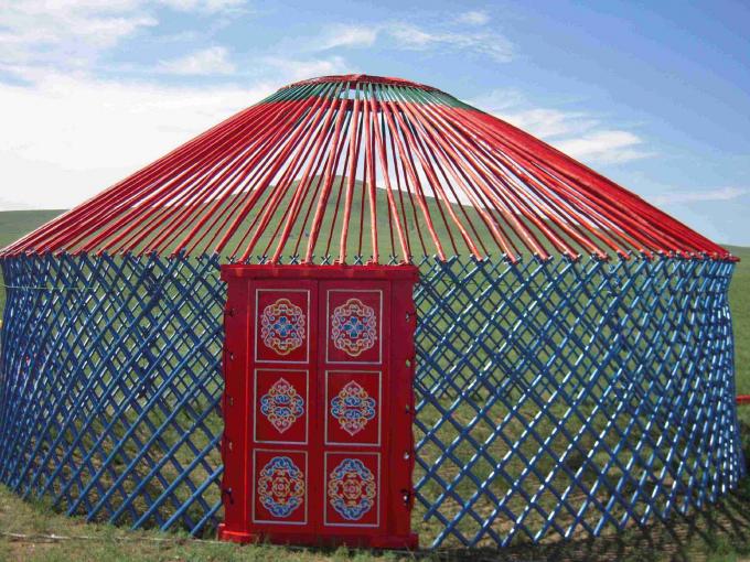 Tent van wind de Bestand Mongoolse Yurt met de Cirkel Gegalvaniseerde Steun van de Staalpijp