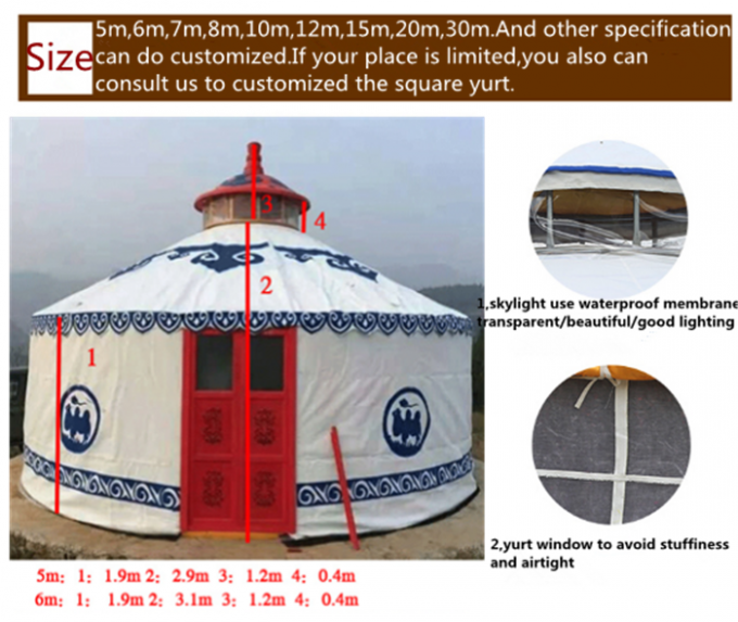 Anti - de Ultraviolette Mongoolse Tent van Yurt met het Dik maken van Acupunctuurkatoen
